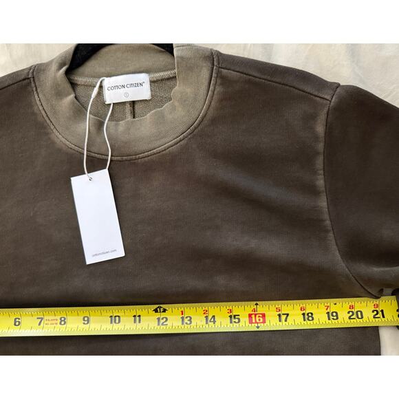 Cotton Citizen's signature Milan Crew Sweatshirt Olive Green Wash Sz Small NWT - Picture 6 of 8